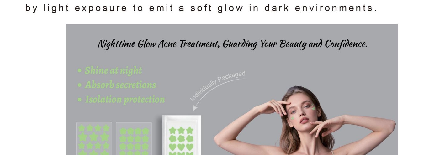 Model wearing night-glow acne patches