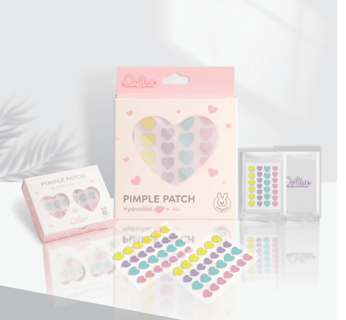 DoPdoo heart hydrocolloid pimple patches in a window carton